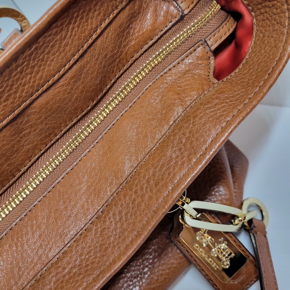 Cognac Pebble Leather COACH Tote Bag - Picture 9 of 16
